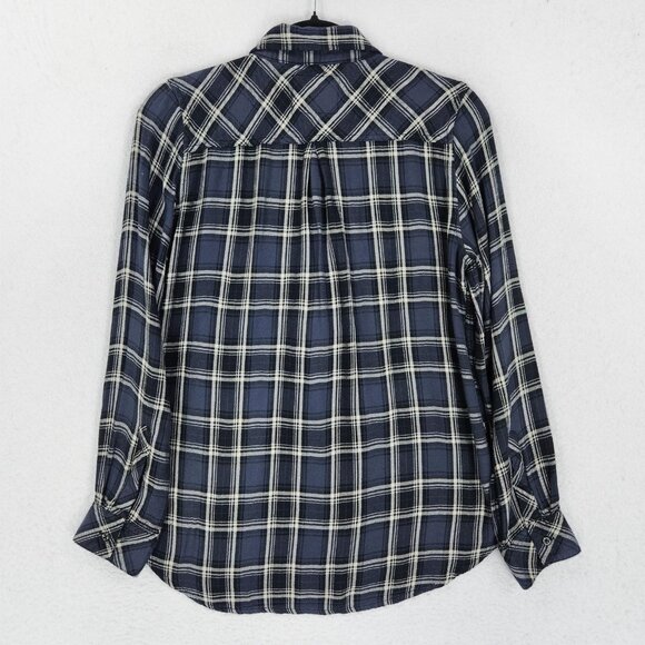 Rails Shirt Womens Medium Blue Hunter Plaid Button Front Long Sleeve Soft Rayon - Picture 10 of 12
